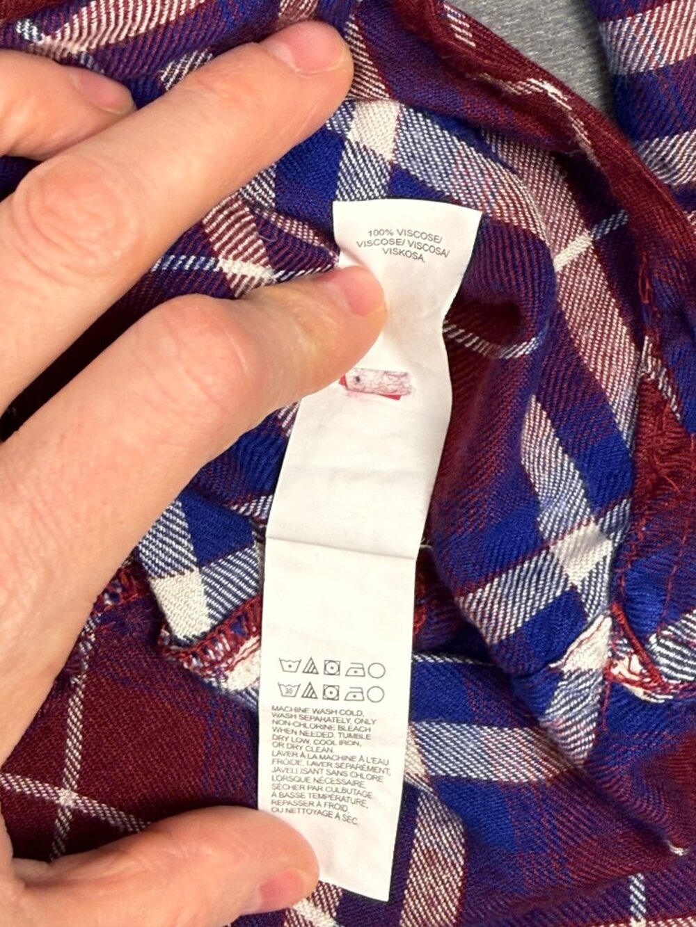 Lucky Brand Plaid Button Down Blouse Women’s 2X Red Blue Button Back - Picture 8 of 9